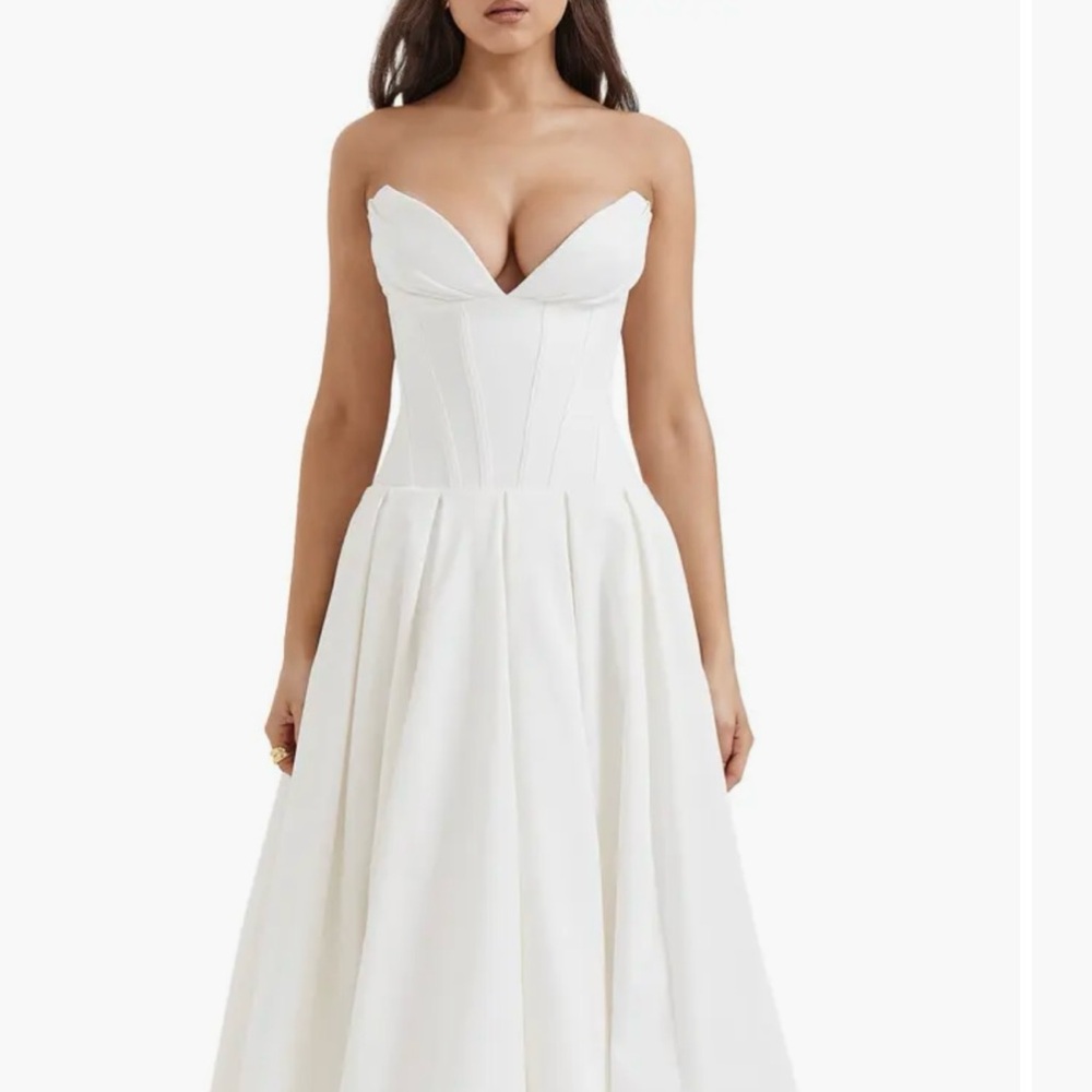 House of CB LADY WHITE STRAPLESS MIDI DRESS (Bigger Cup D-E)